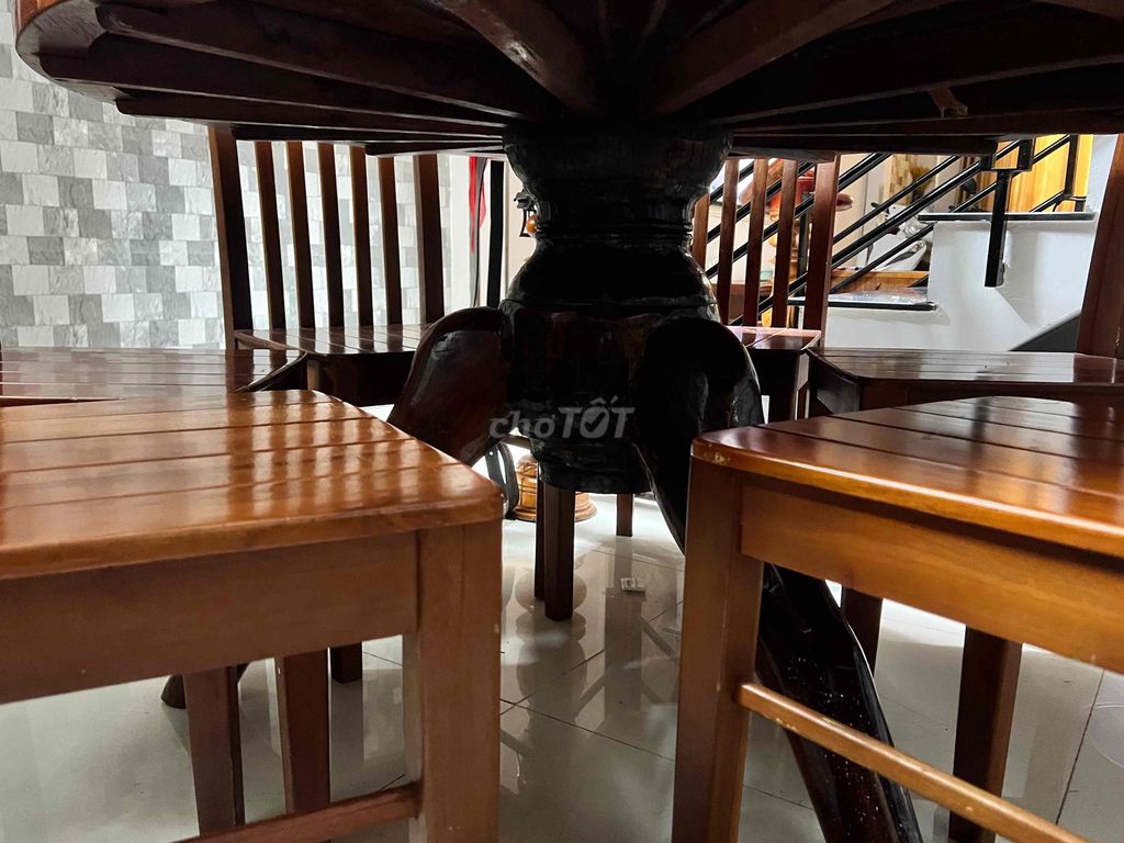 Bộ bàn ăn 8 ghế xoay tròn gỗ tự nhiên. Mua bán Bàn ghế tại Huyện Nhà Bè Tp Hồ Chí Minh được đăng bởi Mr Khang hình 1
