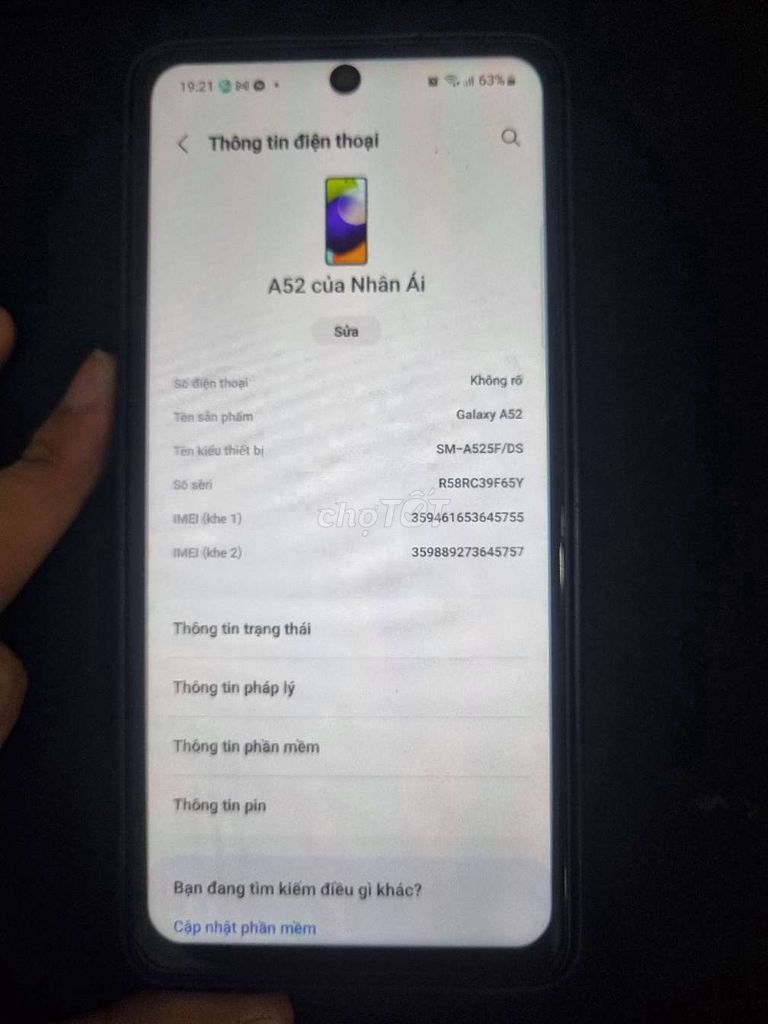 Samsung Galaxy A52 8GB/128GB Đã thay màn hình. Mua bán Điện thoại tại Quận Bình Tân Tp Hồ Chí Minh được đăng bởi Ái Hoàng hình 1