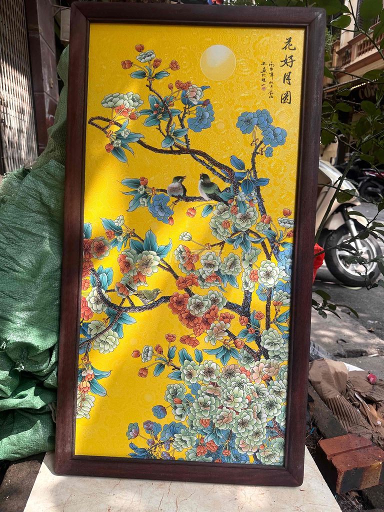 tranh sứ khung lim kt 86x46cm giá 800k