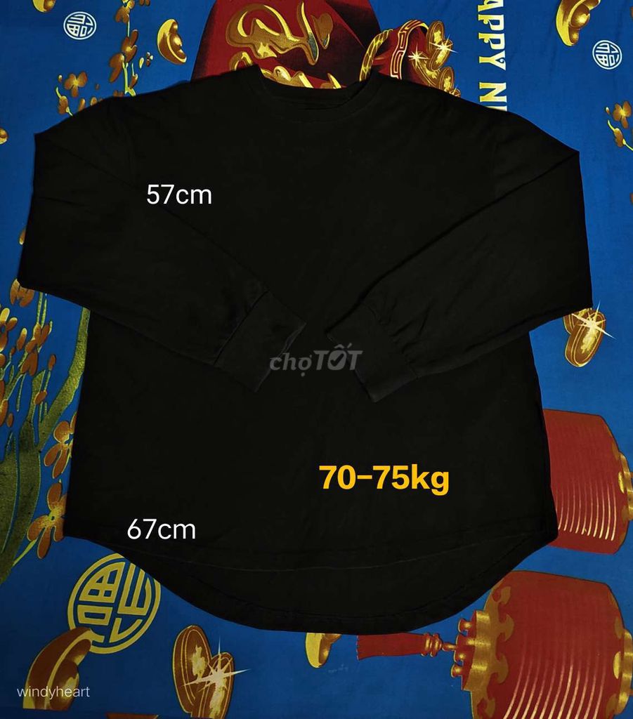 Áo thun dài tay Unisex Đen 70-75kg. Mua bán Quần áo tại Quận 8 Tp Hồ Chí Minh được đăng bởi Tùng Nguyên  hình 1