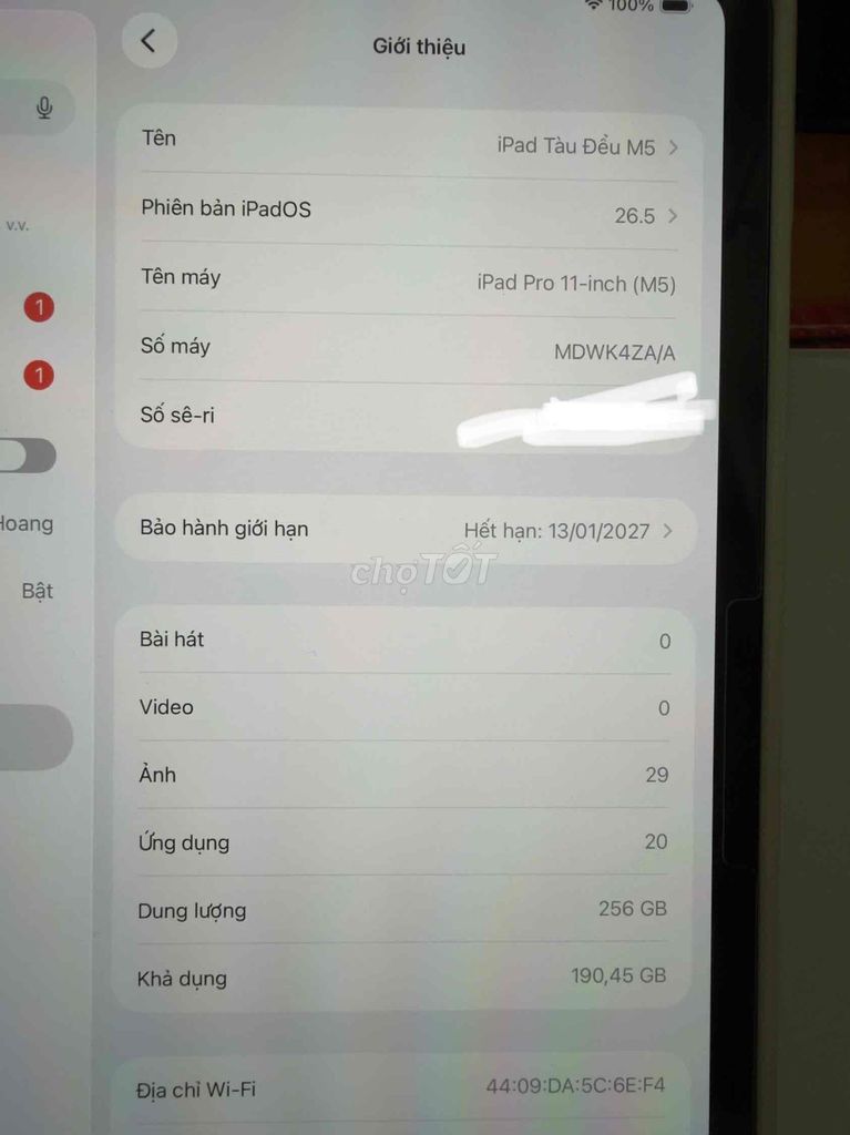 Cần Bán ipad pro M5. Mua bán Máy tính bảng tại Huyện Lương Tài Bắc Ninh được đăng bởi Cậu Út hình 1
