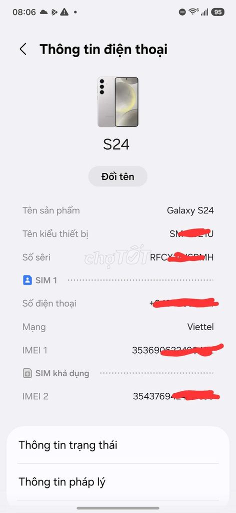 Samsung Galaxy S24 128GB Xám Mỹ Like New. Mua bán Điện thoại tại Quận Hà Đông Hà Nội được đăng bởi Tiến Lê hình 1
