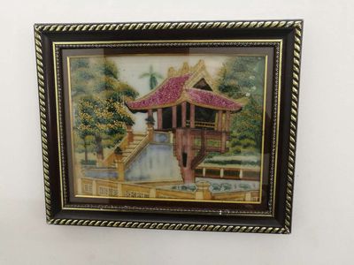 Tranh đá quý Chùa Một Cột 40x50cm