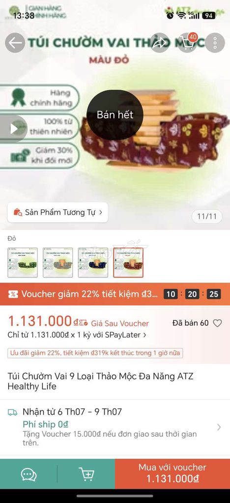Túi chườm vai thảo mộc ATZ Healthy Life đỏ. Mua bán Nội thất, đồ gia dụng khác tại Thành phố Châu Đốc An Giang được đăng bởi Jack hình 1