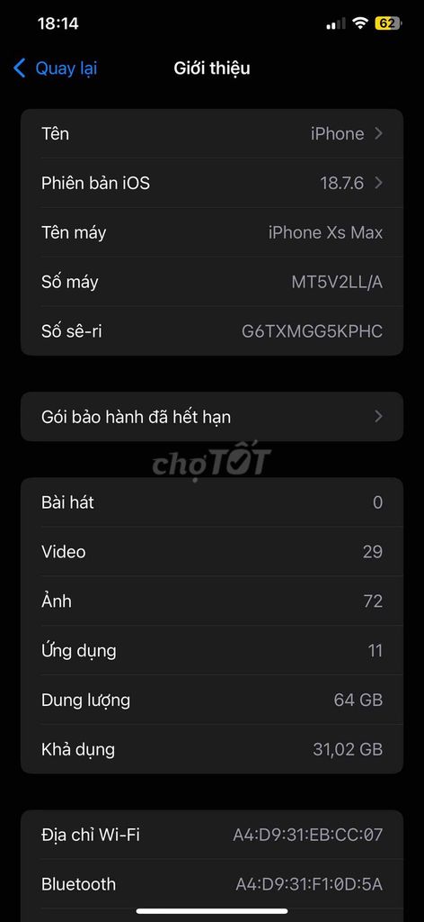 iPhone Xs Max 64GB Mất Face ID. Mua bán Điện thoại tại Huyện Thuỷ Nguyên Hải Phòng được đăng bởi Trịnh văn hồng hình 1