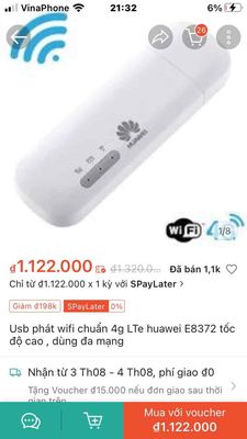 USB WIFI  4G. Mua bán Phụ kiện (Màn hình, Chuột...) tại Quận Ngô Quyền Hải Phòng được đăng bởi thêm lộc