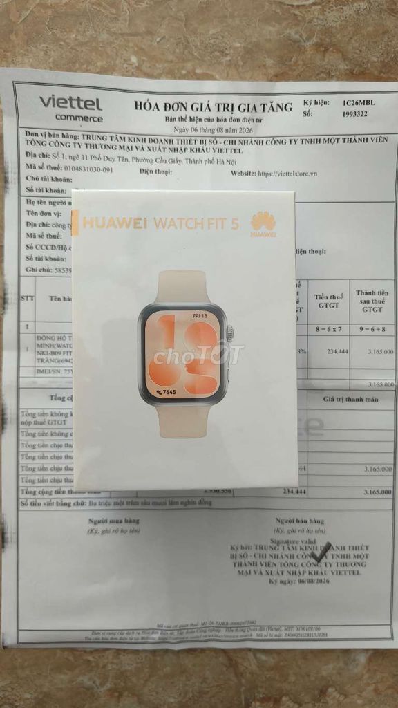 Đồng hồ thông minh Huawei Fit5, GT6. Mua bán Thiết bị đeo thông minh tại Huyện Thuận Thành Bắc Ninh được đăng bởi Văn Thành Tiên Sinh hình 1