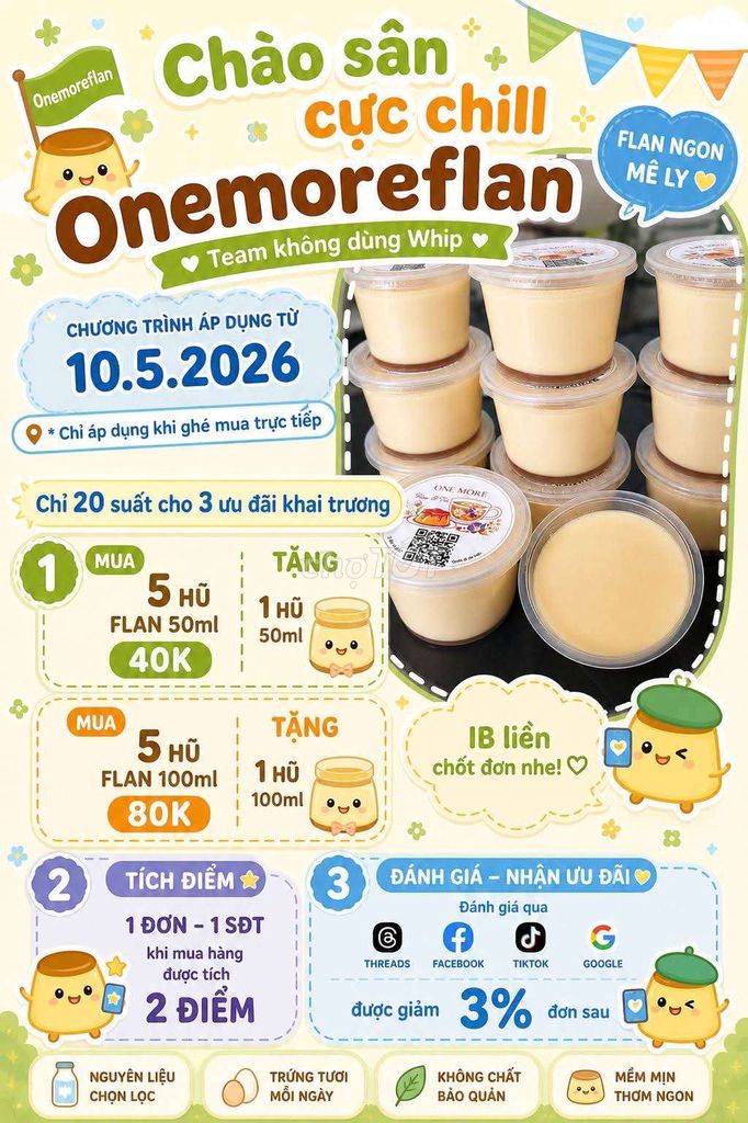 Deal hời Bánh flan Onemoreflan Caramel. Mua bán Đồ ăn, thực phẩm và các loại khác tại Quận Tân Phú Tp Hồ Chí Minh được đăng bởi Ngọc Anh hình 1