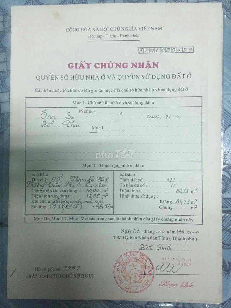 Bán nhà mặt tiền nguyễn huệ 86m2