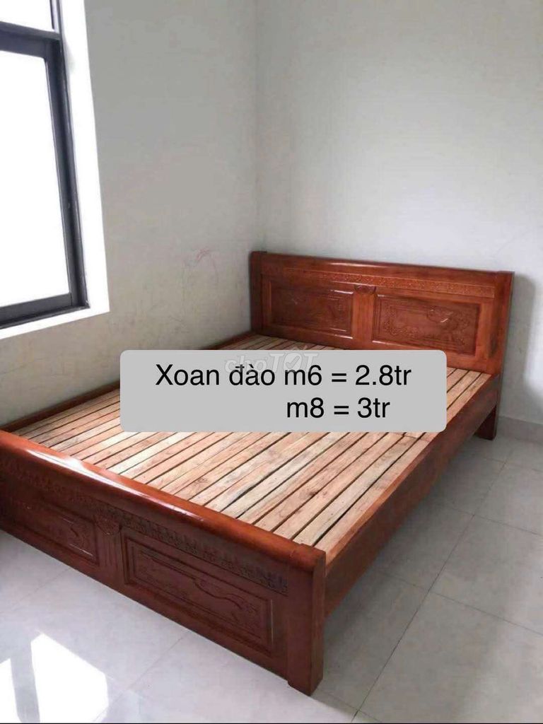 Giường ngủ Gỗ xoan đào 1m6x2m Nâu. Mua bán Giường, chăn ga gối nệm tại Thành phố Buôn Ma Thuột Đắk Lắk được đăng bởi Nội thất Rèm màn Huyền Bmt  hình 1