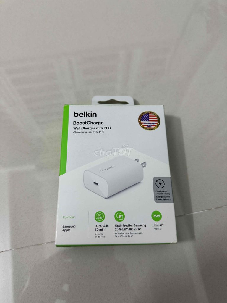 Củ sạc Belkin chính hãng Apple Store 25W Fullbox