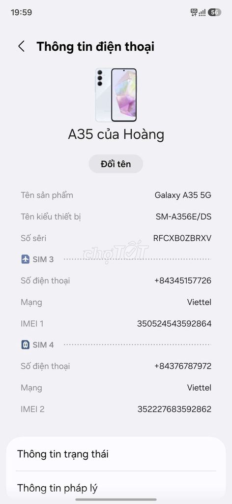Samsung Galaxy A35 5G Trắng 2 SIM Gần như mới. Mua bán Điện thoại tại Thành phố Biên Hòa Đồng Nai được đăng bởi Anh Bình hình 1