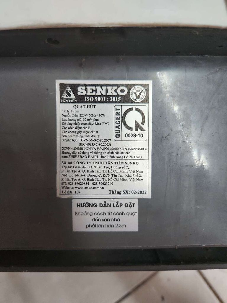 quạt senko hút 2 chiều H150