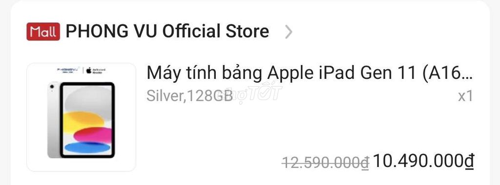 Apple iPad Gen 11 (A16) 128GB Bạc. Mua bán Máy tính bảng tại Quận Hoàn Kiếm Hà Nội được đăng bởi nguyễn hoàng long hình 1