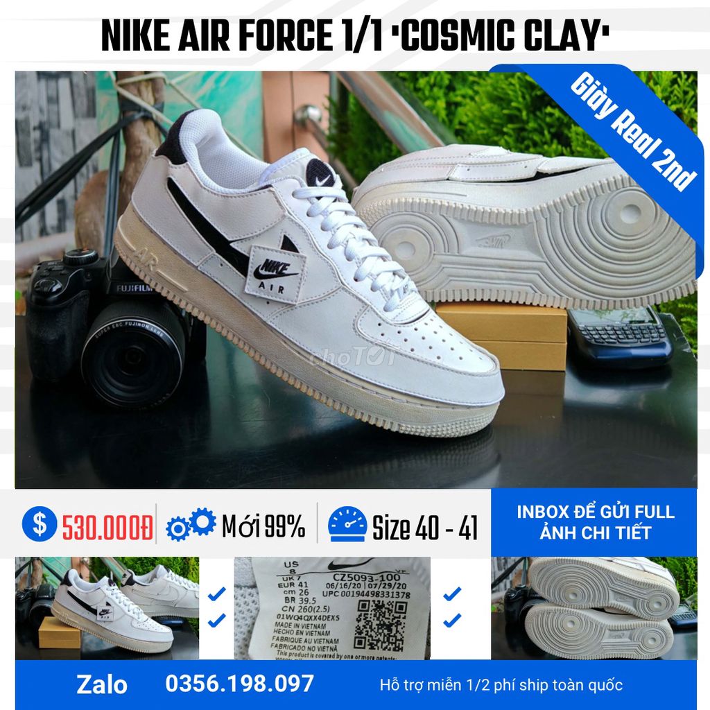 [CHÍNH HÃNG][Mới 99%] Nike Air Force 1/1 Trắng Đen. Mua bán Giày dép tại Thành phố Thủ Dầu Một Bình Dương được đăng bởi chú CÔNG AN bán giày CHÍNH HÃNG hình 1