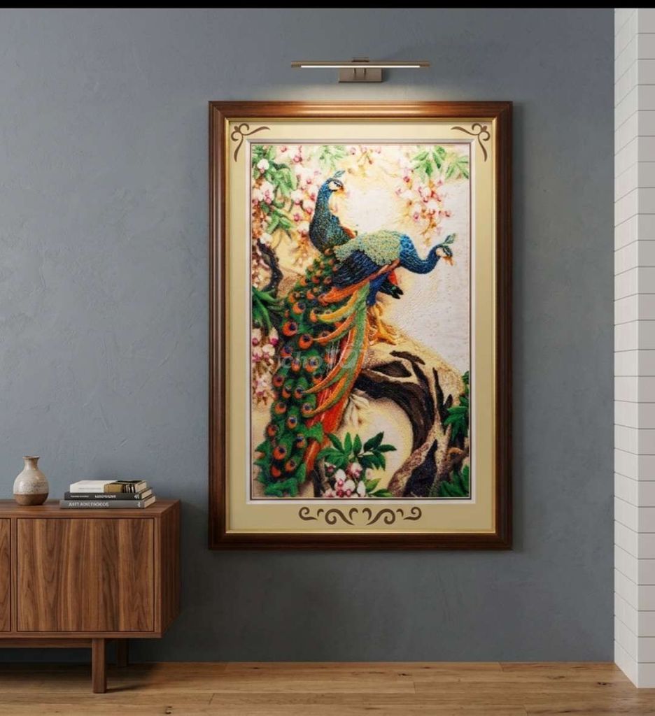 Tranh thêu treo tường kích thước 60 x90 cm. Mua bán Đồ sưu tầm, đồ cổ tại Quận 12 Tp Hồ Chí Minh được đăng bởi Thanh Ngọc hình 1