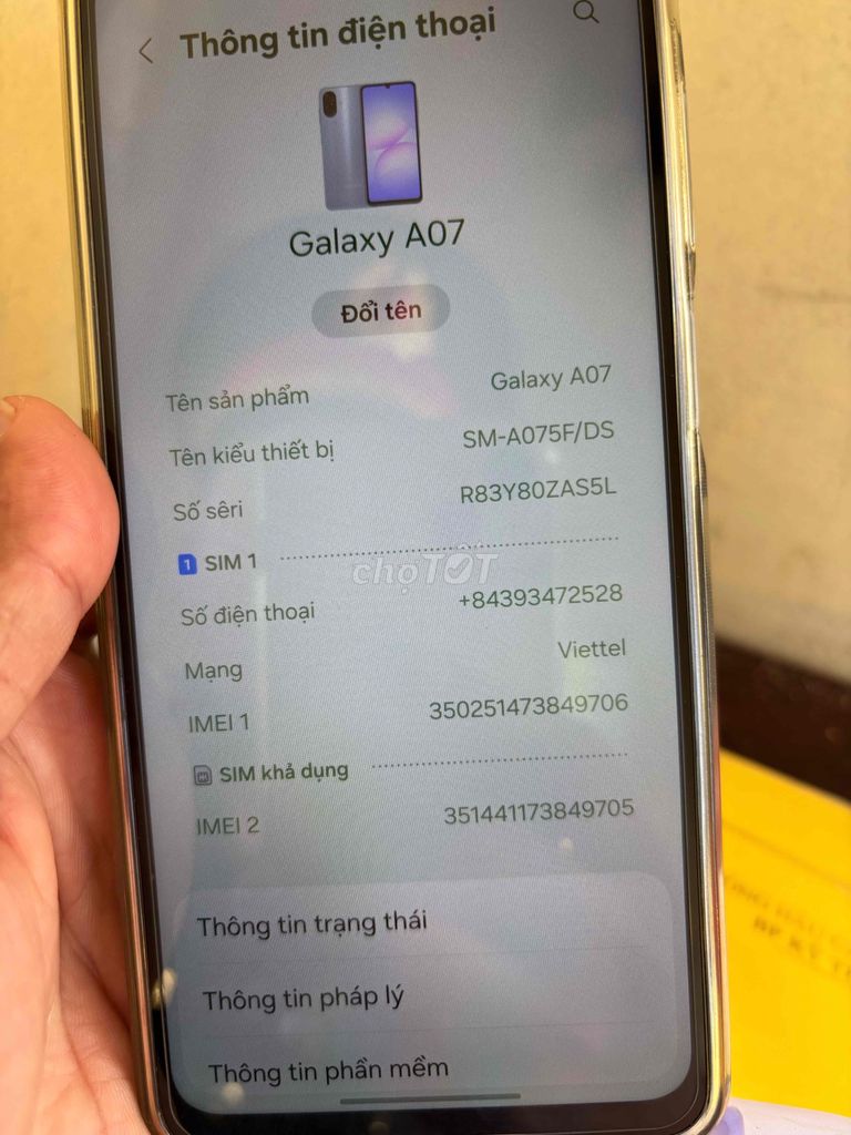 Samsung Galaxy A07 Tím Đã qua sử dụng. Mua bán Điện thoại tại Huyện Phù Cát Bình Định được đăng bởi Dương Văn Thao hình 1