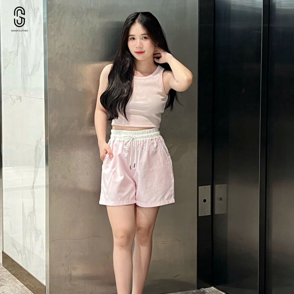 Áo croptop nữ vải thun gân, thoáng mát, co giản.