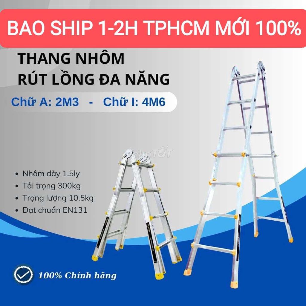 Thang rút chữ A 2m3 - Thang rút lồng 4 bậc 2m3