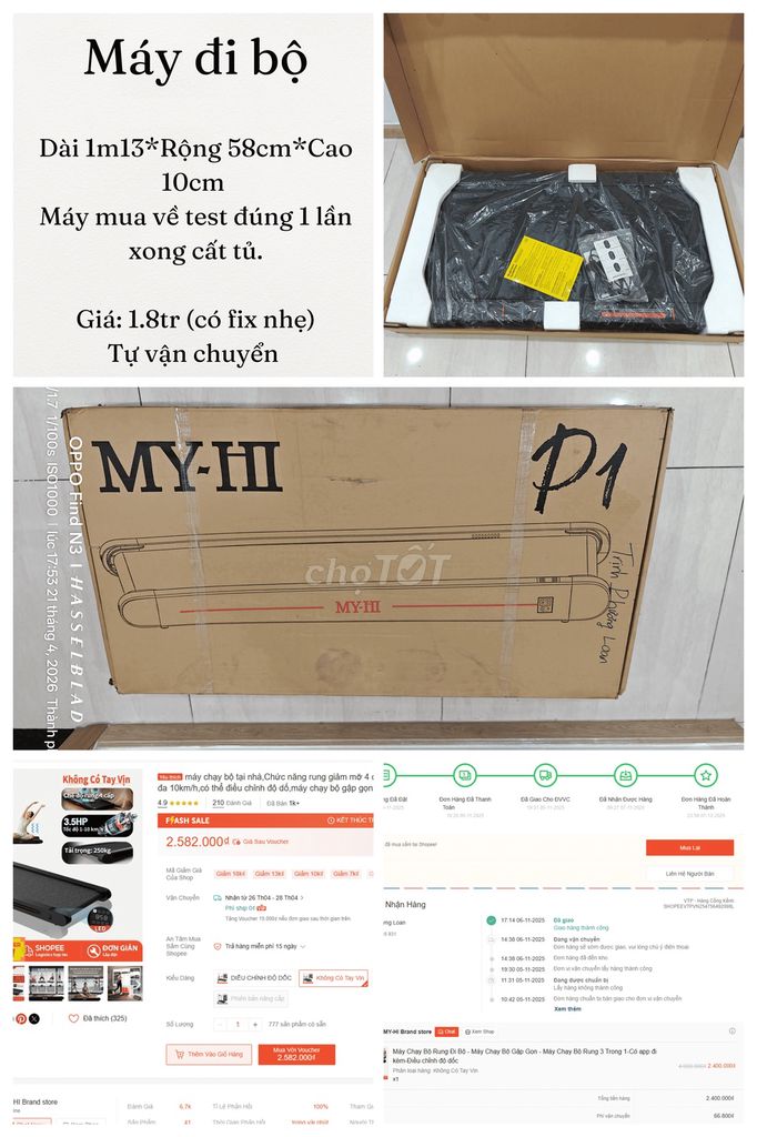 Máy chạy bộ MY-HI 250kg 1-10 km/giờ Như mới. Mua bán Đồ thể thao, Dã ngoại tại Thành phố Dĩ An Bình Dương được đăng bởi Trịnh Phương Loan hình 1