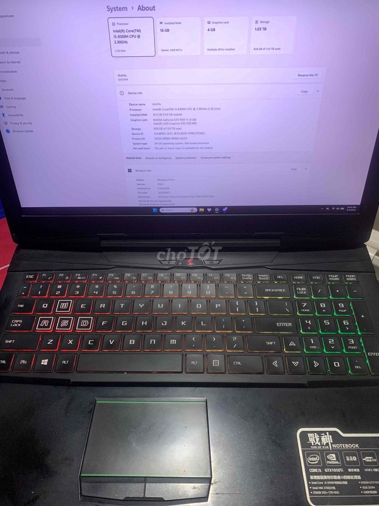 i5-8300H 16GB/128GB SSD+1TB HDD. Mua bán Laptop tại Thành phố Qui Nhơn Bình Định được đăng bởi Anh Tô hình 1