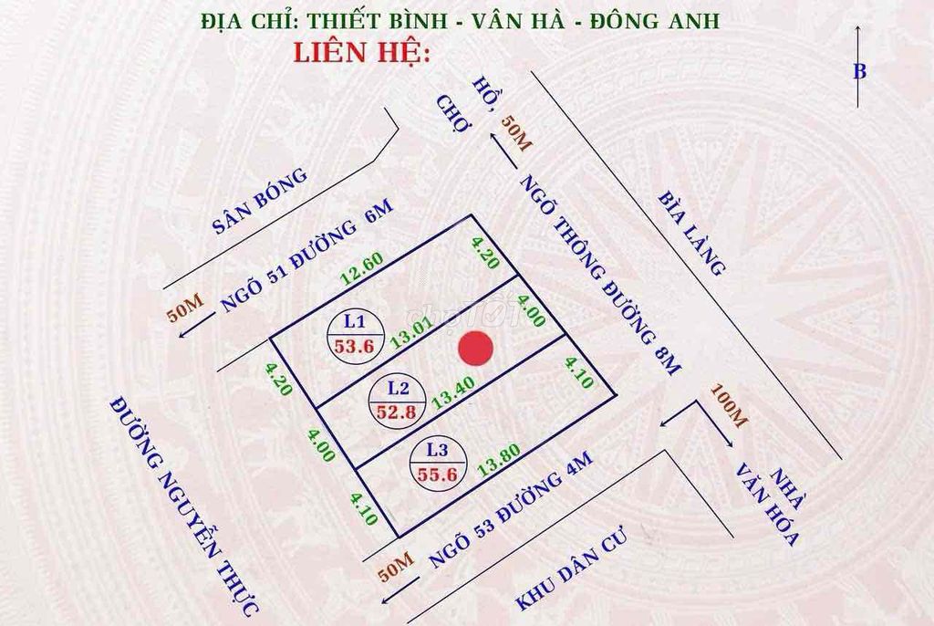 CHÍNH CHỦ BÁN LÔ GÓC KINH DOANH 52M THIẾT BÌNH, ĐÔNG ANH. ĐƯỜNG 6M