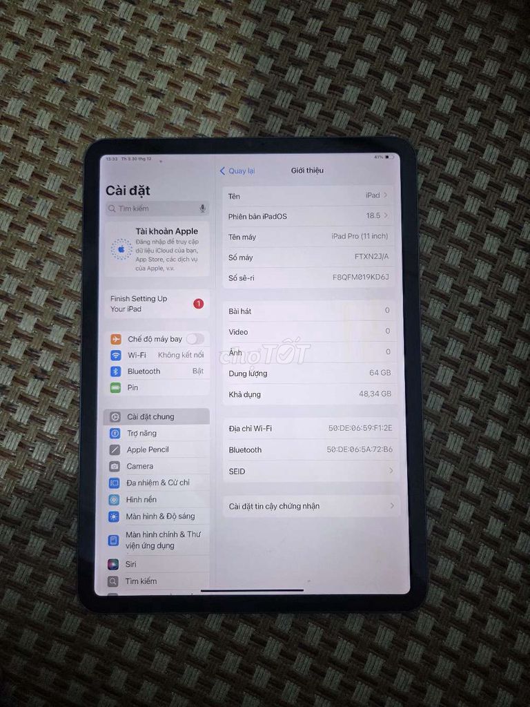 Apple iPad Pro 2018 Xám 64GB 89%. Mua bán Máy tính bảng tại Quận Bắc Từ Liêm Hà Nội được đăng bởi lan hình 1
