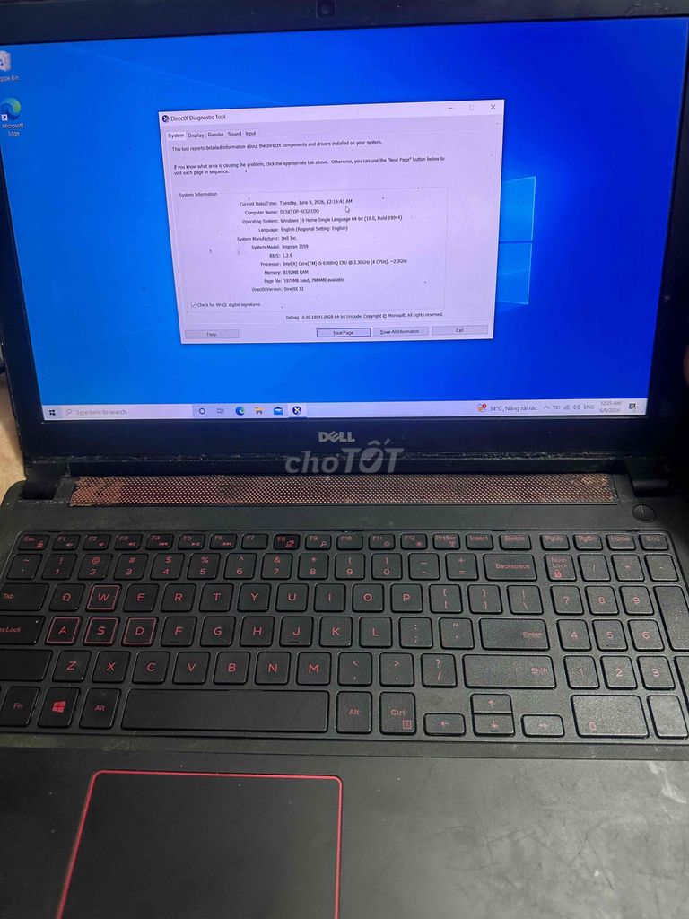 Dell 7559 i5 6300HQ 8GB/120GB VGA 960m. Mua bán Laptop tại Quận 12 Tp Hồ Chí Minh được đăng bởi HoàngNhân hình 1