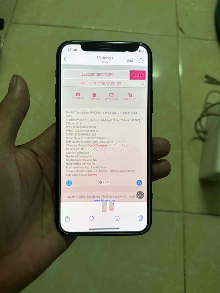 Apple iPhone 11 Pro 64GB. Mua bán Điện thoại tại Quận Đống Đa Hà Nội được đăng bởi TLe  hình 1