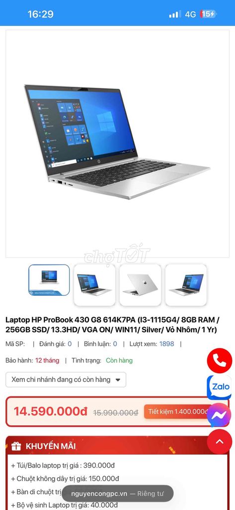 Laptop HP Probook 430 G8 Ram 12Gb.. Mua bán Laptop tại Quận Thanh Khê Đà Nẵng được đăng bởi Trần Văn Trọng hình 1
