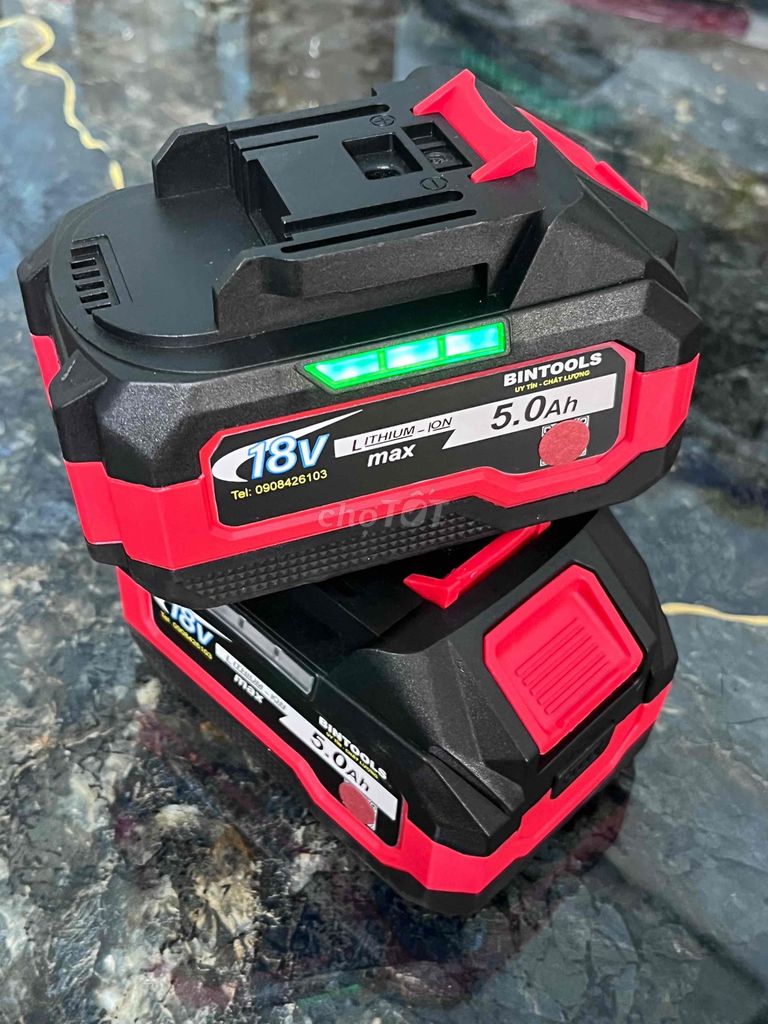 Pin máy công cụ BINTOOLS 18V 5.0Ah Đen, Đỏ. Mua bán Đồ chuyên dụng, Giống nuôi trồng tại Thành phố Thuận An Bình Dương được đăng bởi Điện máy pin hình 1