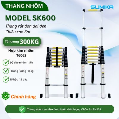 Thang Nhôm Rút Đơn Sumika SK600. Mua bán Đồ chuyên dụng, Giống nuôi trồng tại Huyện Hóc Môn Tp Hồ Chí Minh được đăng bởi ĐIỆN CƠ KIM PHÁT