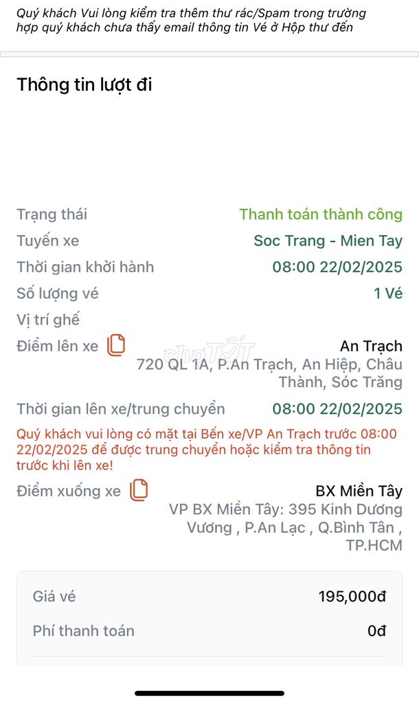 Em pass vé từ sóc trăng sài gòn ngày 22/2 7h sáng