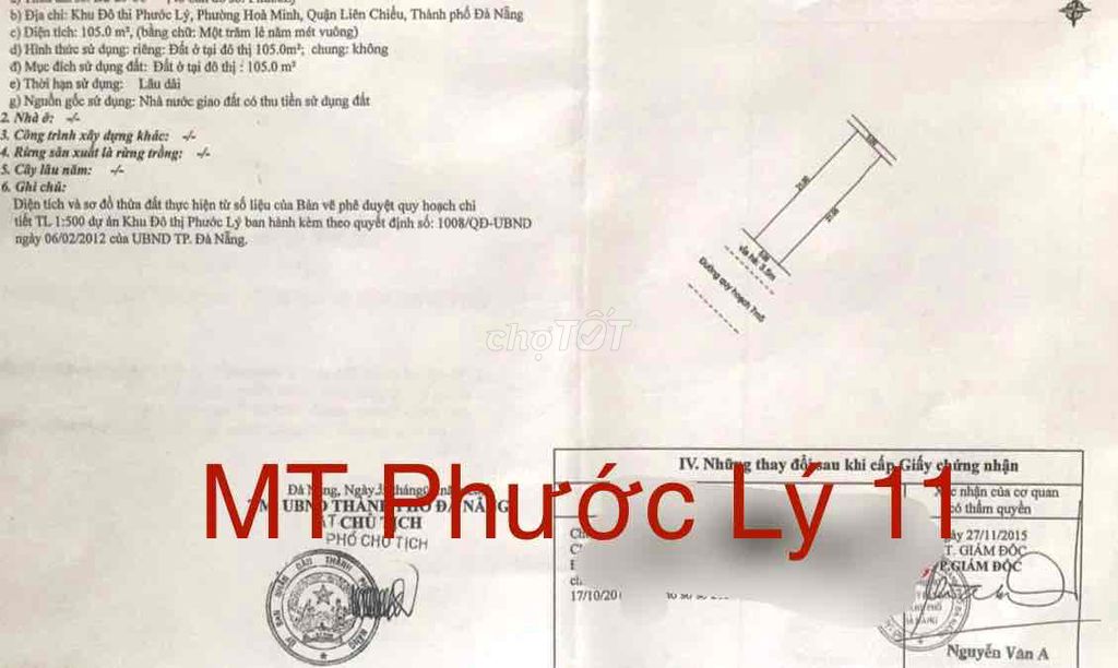 Bán lô đất Mặt Tiền đường phước lý 11- 7m5 Khu Phước Lý