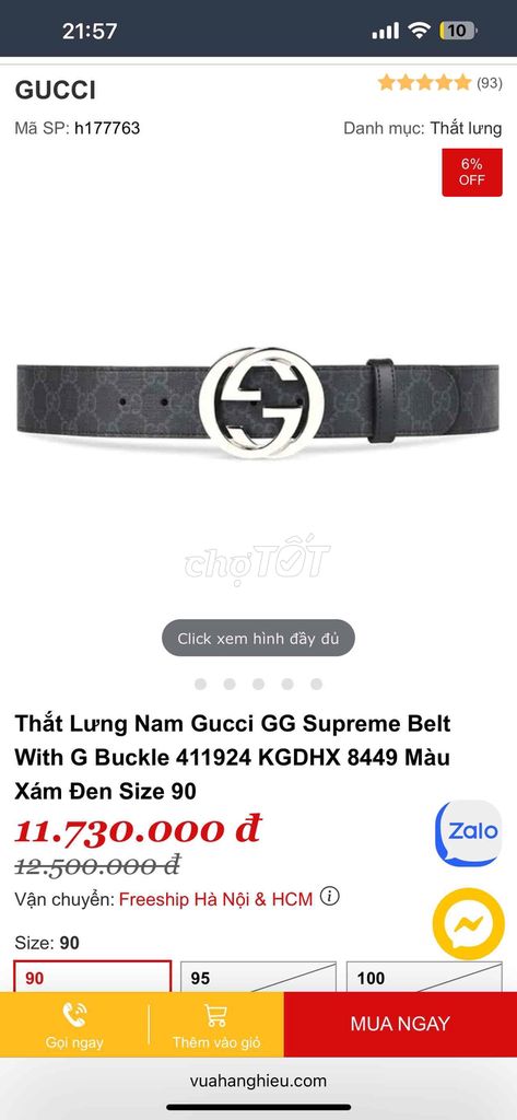 Dây nịch gucci mới 98/100 như mới bao chính hãng .