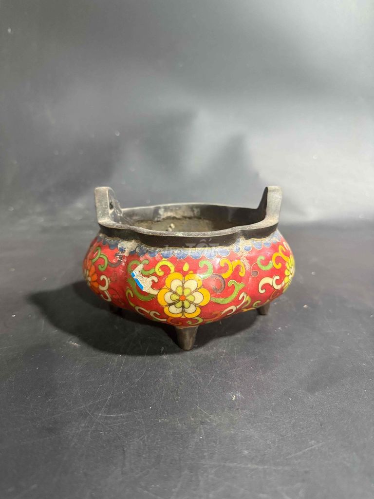 Lư đồng Pháp Lam xưa 9.5cm 1.1kg. Mua bán Đồ sưu tầm, đồ cổ tại Quận Long Biên Hà Nội được đăng bởi Văn Quang Đồ Sưu Tầm hình 1