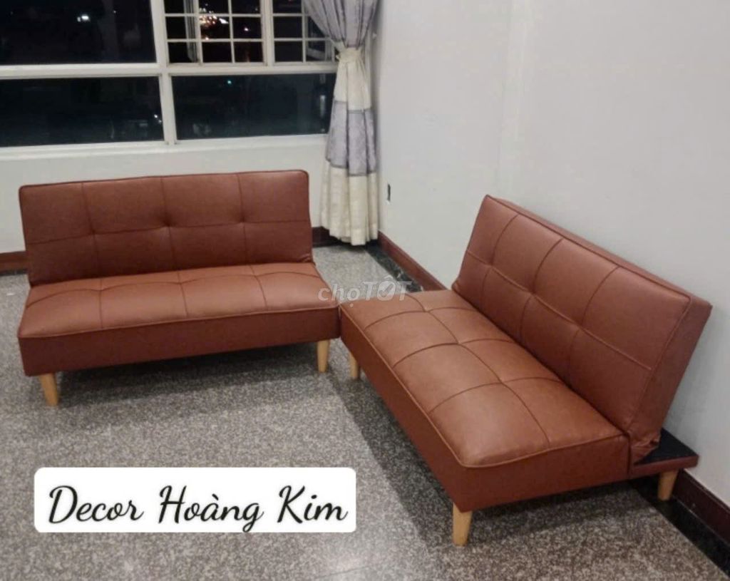 sofa bed da nâu / size mini 1m2 / hàng mới