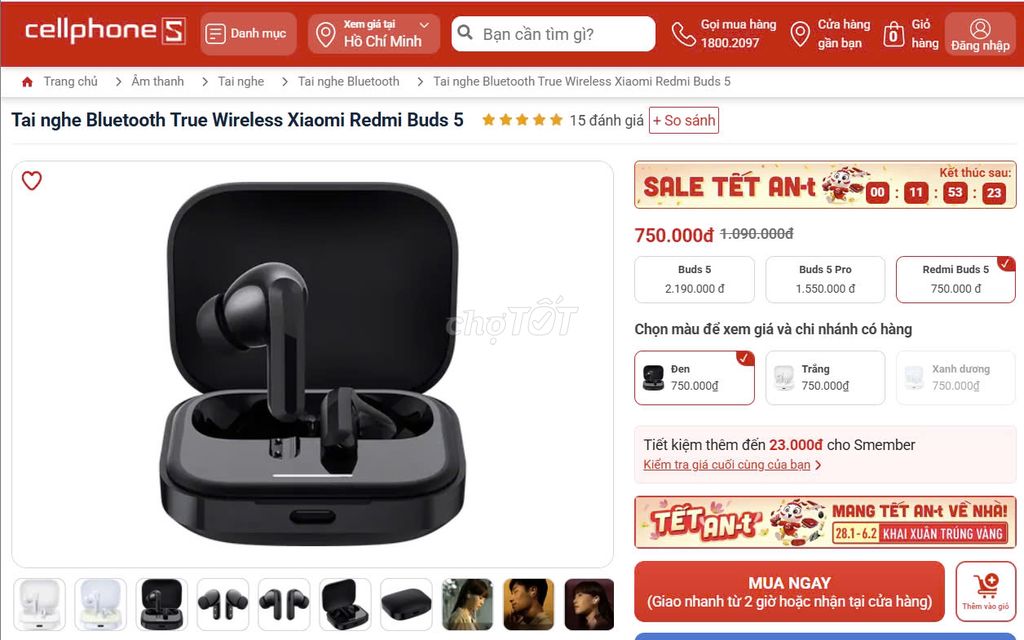 MỚI -  Tai nghe Xiaomi Redmi Buds 5, full box.