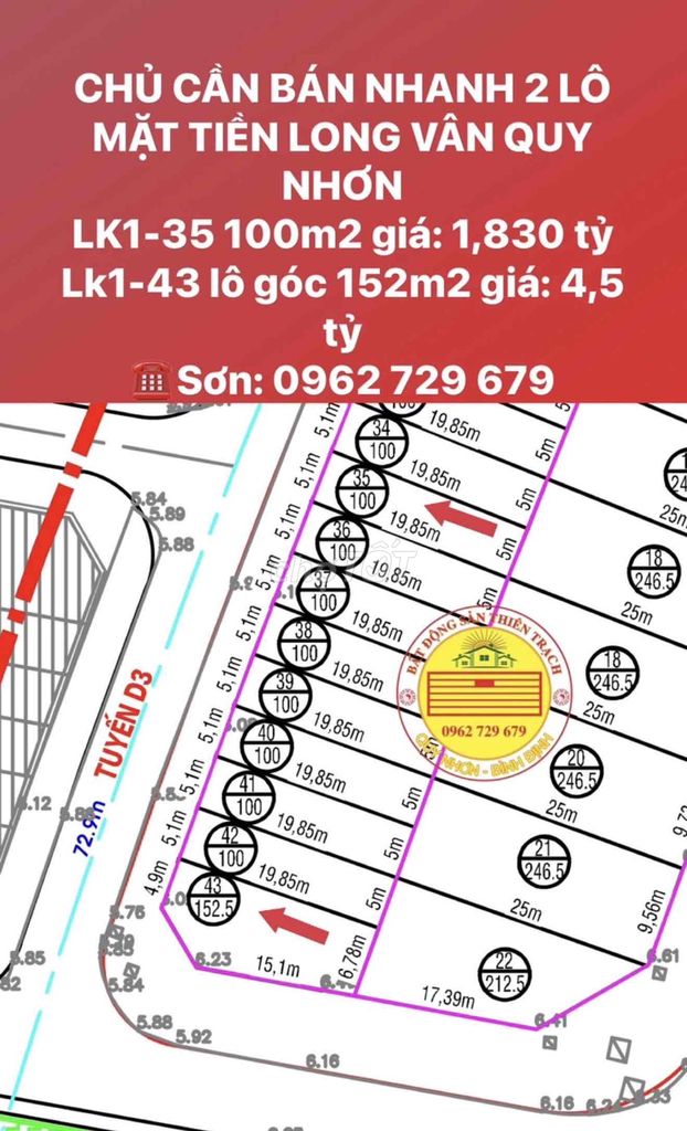 Bán đất mặt tiền khu đô thị long vân quy nhơn