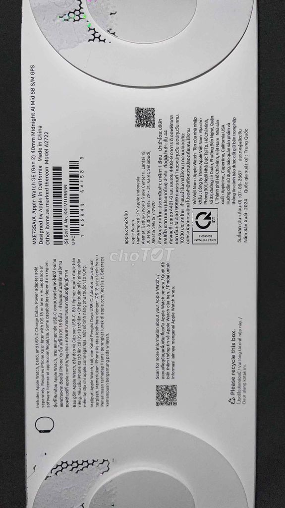 apple watch SE (gen 2) gps 40mm midnight pin 100%