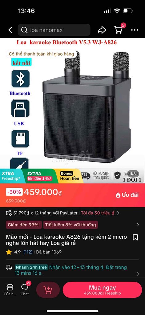 Loa karaoke WJ-A826 Đen. Mua bán Tivi, Âm thanh tại Quận 7 Tp Hồ Chí Minh được đăng bởi Diệp hình 1