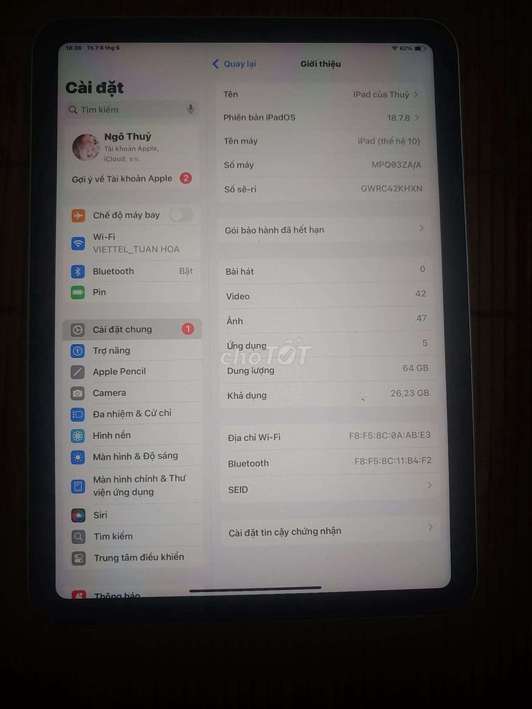 Apple iPad Gen 10 64GB Bạc. Mua bán Máy tính bảng tại Quận Hoàn Kiếm Hà Nội được đăng bởi lê hoàng kiên an hình 1