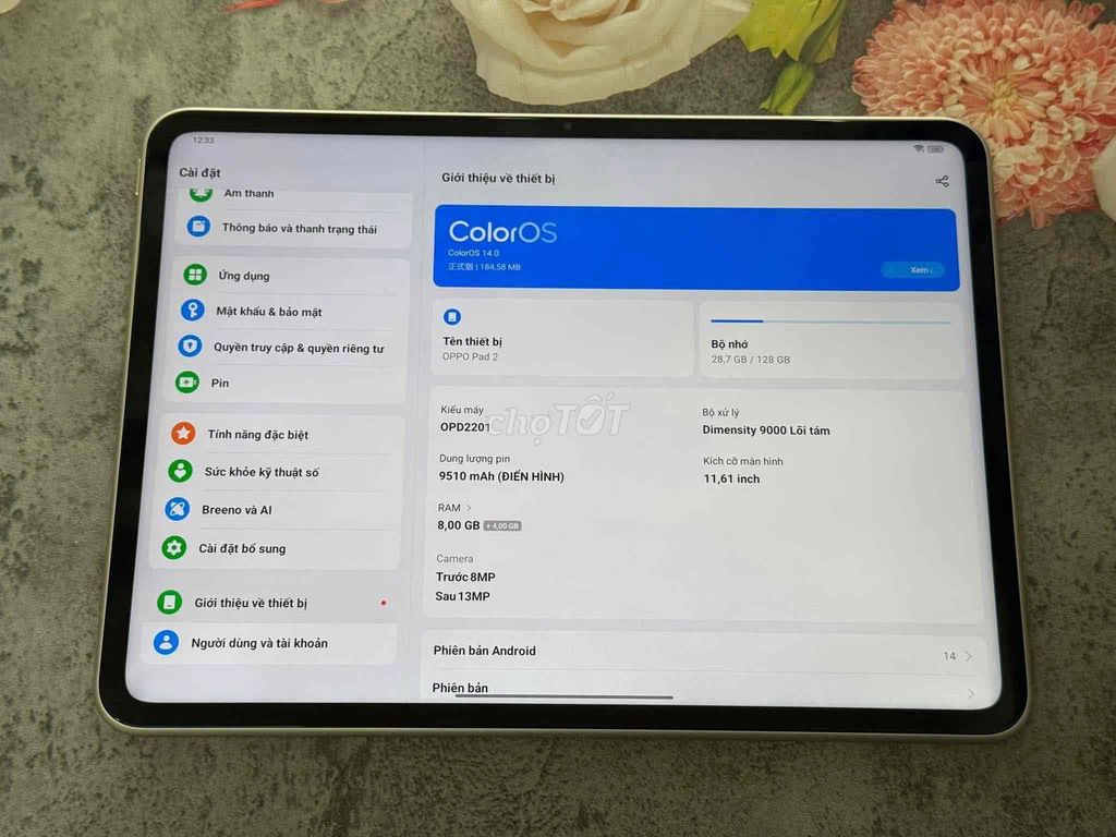 Oppo pad 2 Gold 8/128Gb BH 6th có trả góp. Mua bán Máy tính bảng tại Quận Thanh Khê Đà Nẵng được đăng bởi Bèo Mobile Store hình 2