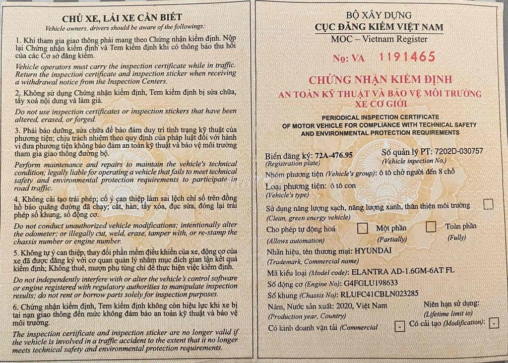 Elantra 1.6AT chính chủ, đăng ký 1/2021. Mua bán Ô tô tại Thành phố Vũng Tàu Bà Rịa - Vũng Tàu được đăng bởi Lợi Nguyễn hình 8