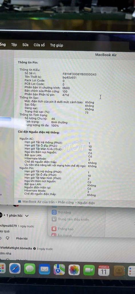 Apple Macbook Air M4 M4 13.6 inch 73 cycles. Mua bán Laptop tại Thành phố Đà Lạt Lâm Đồng được đăng bởi Nguyễn Đức Hoạt hình 1