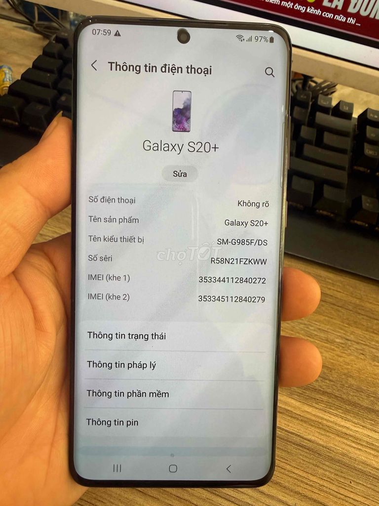 Samsung Galaxy S20+ 8GB/128GB Xám. Mua bán Điện thoại tại Thành phố Thuận An Bình Dương được đăng bởi trọng nhân hình 1