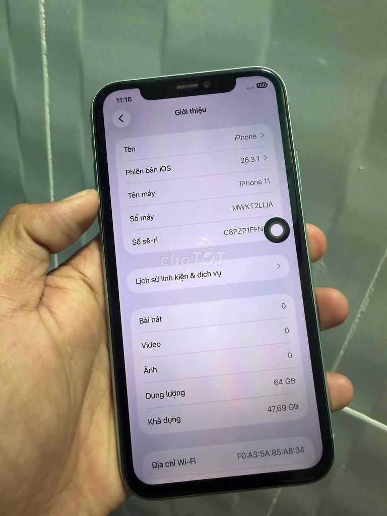 Apple iPhone 11 64GB Xanh 95%. Mua bán Điện thoại tại Thành phố Tây Ninh Tây Ninh được đăng bởi cầm đồ  hình 1