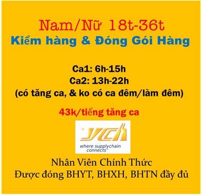 [Thuận An] 10 NV Kiểm Hàng - Đóng Gói. Việc làm tại Thành phố Thuận An Bình Dương được đăng bởi YCH Protrade hình 1