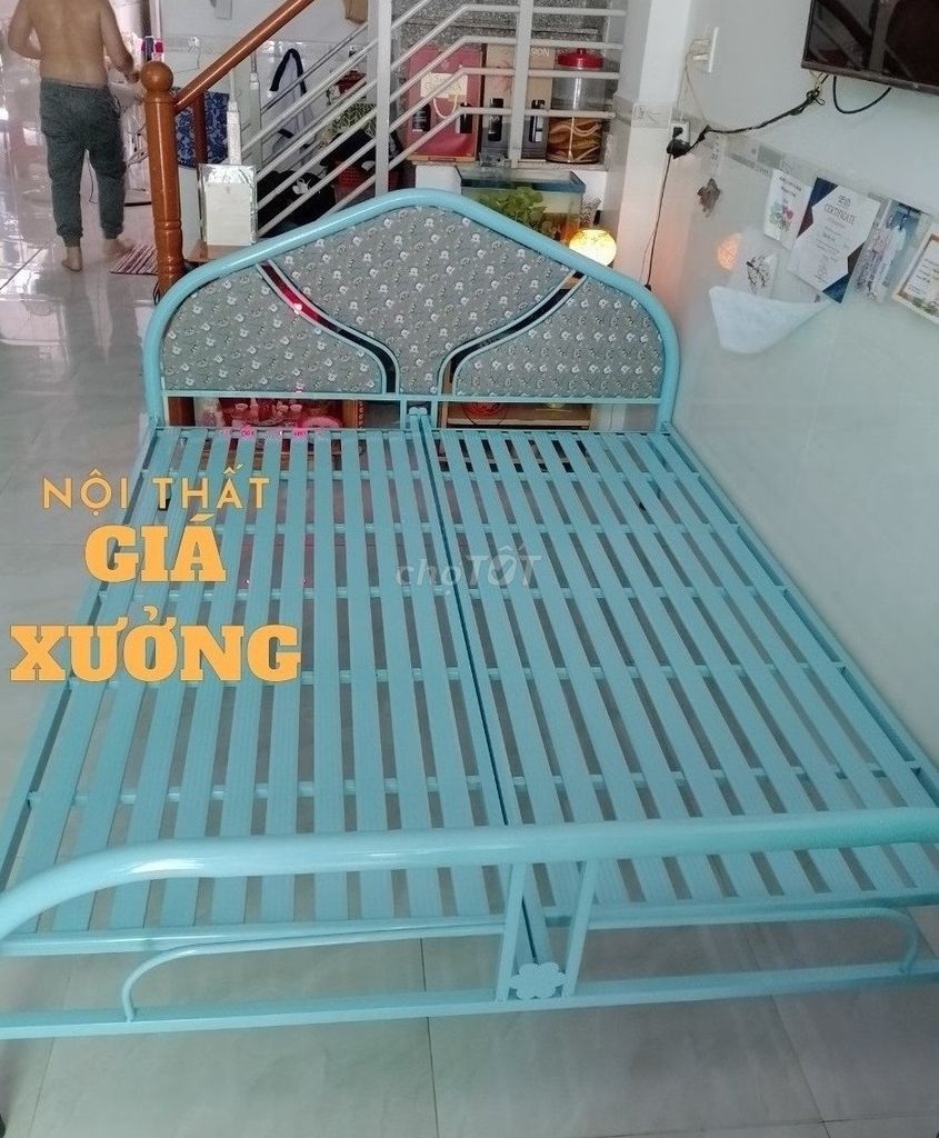 Giường sắt màu xanh miễn ship ==== mới. Mua bán Giường, chăn ga gối nệm tại Huyện Đức Hòa Long An được đăng bởi Nội Thất Giá Xưởng  hình 1