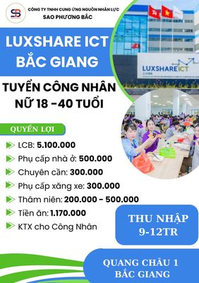 Luxshare Ict KCN Quang Châu 1 Tuyển CNCT Nữ
